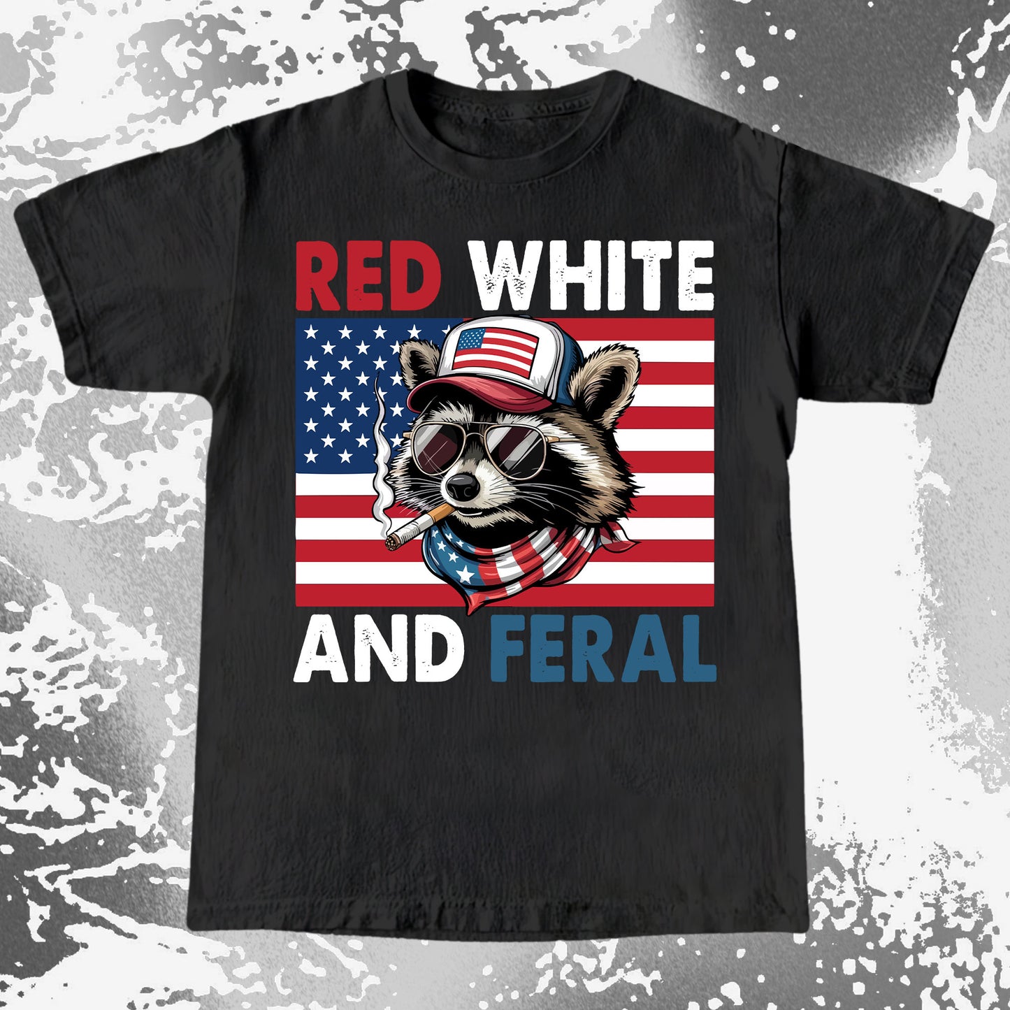 Red White and Feral Raccoon Shirt, Patriotic Rebel Aesthetic