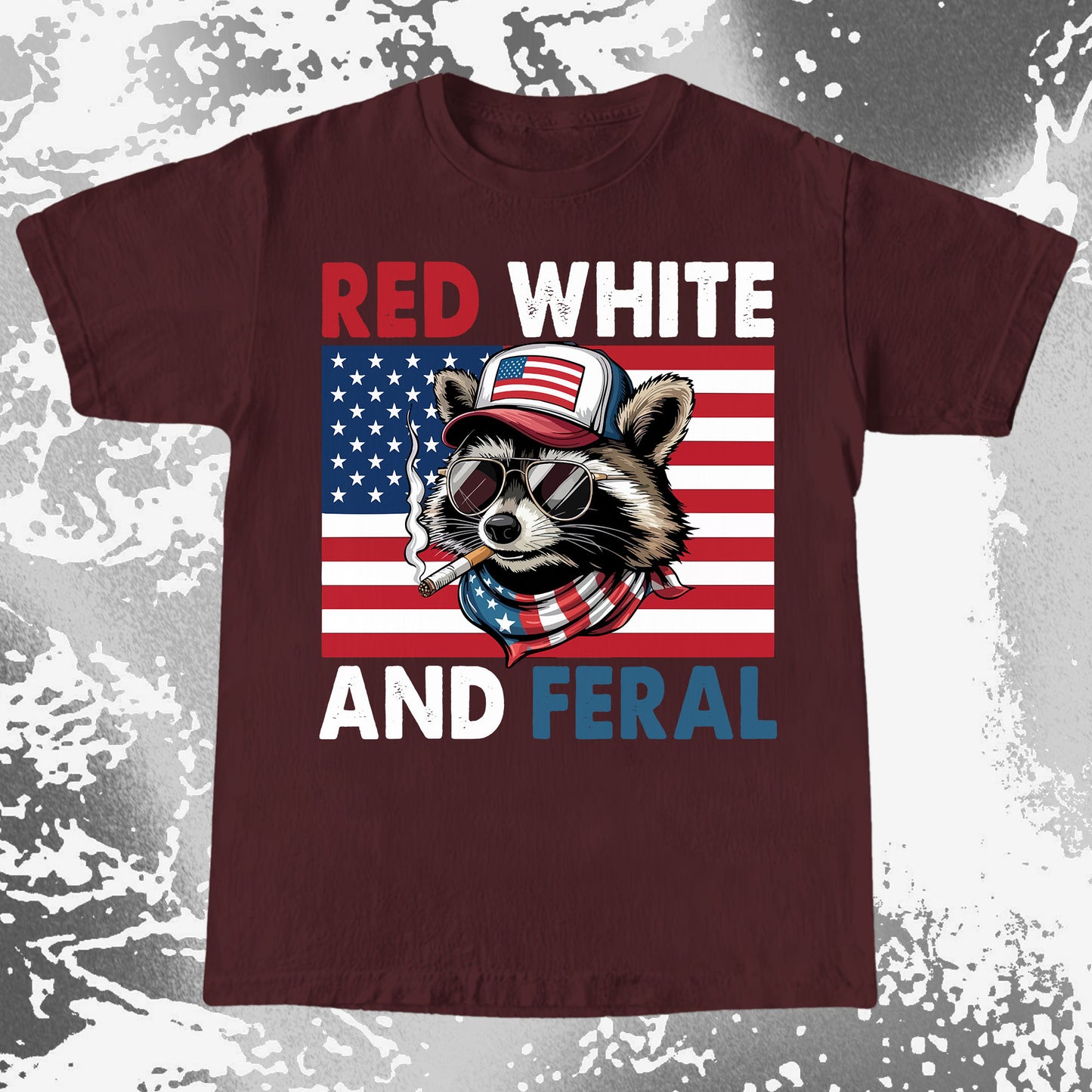 Red White and Feral Raccoon Shirt, Patriotic Rebel Aesthetic