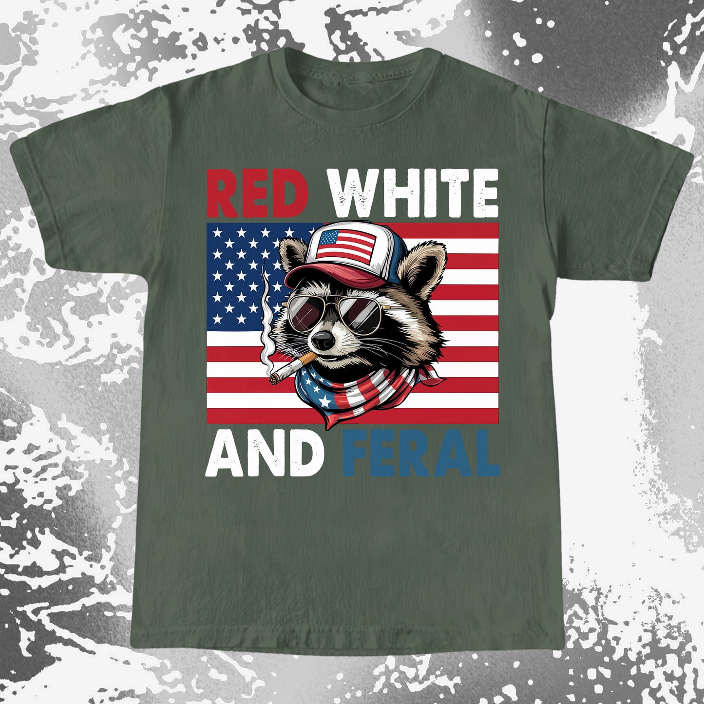 Red White and Feral Raccoon Shirt, Patriotic Rebel Aesthetic