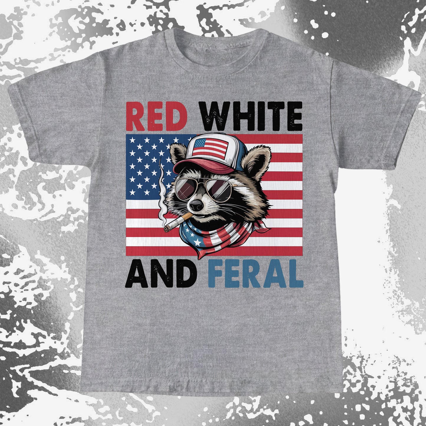 Red White and Feral Raccoon Shirt, Patriotic Rebel Aesthetic
