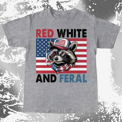 Red White and Feral Raccoon Shirt, Patriotic Rebel Aesthetic