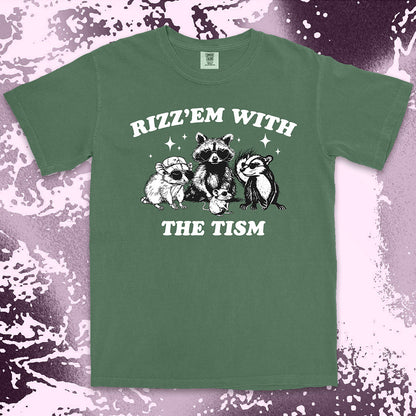 rizz em with the tism raccoon possum ferret funny meme shirt