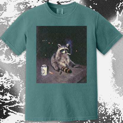 Raccoon Smoking T-Shirt, Late Night Loneliness Aesthetic, Dark Humor Animal Art