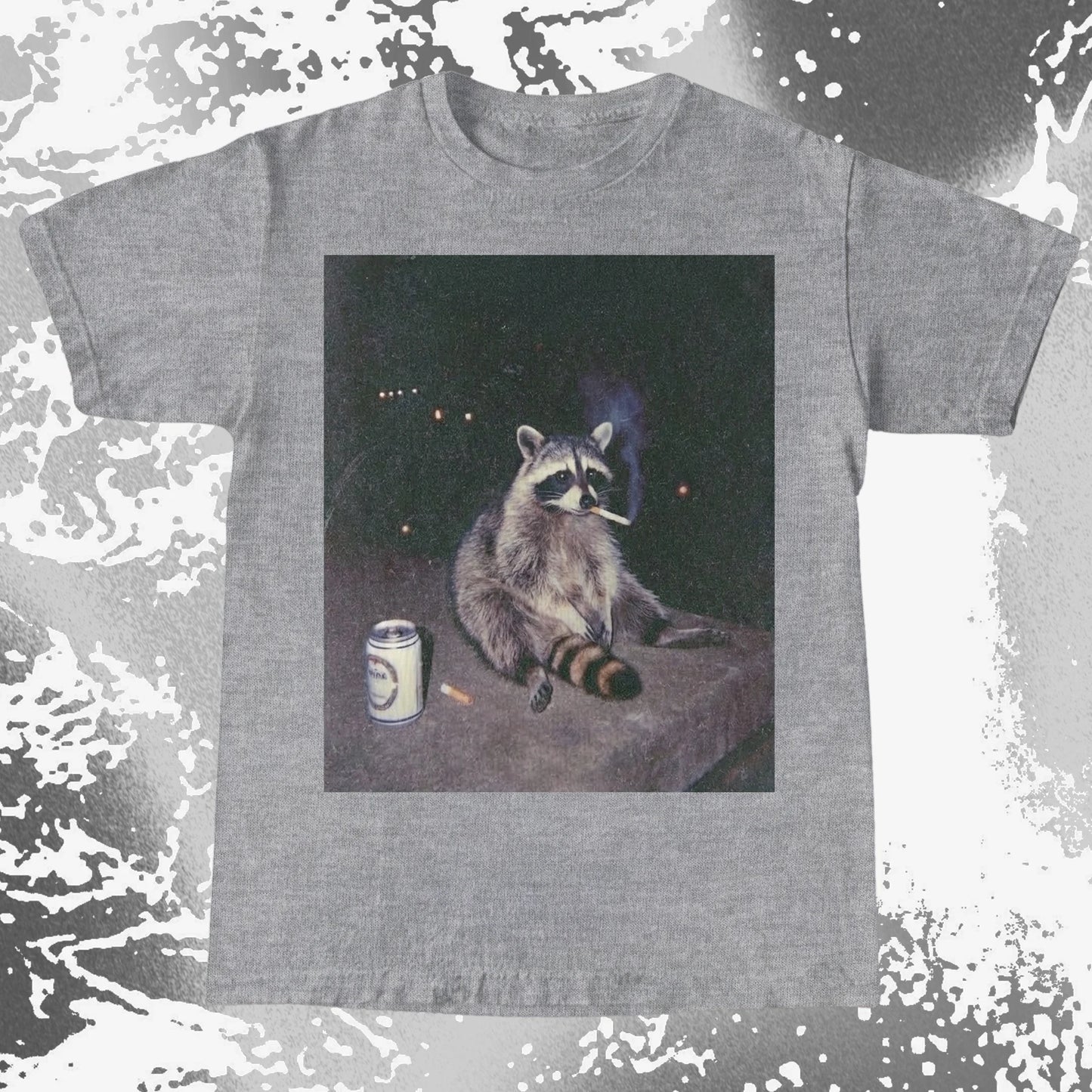 Raccoon Smoking T-Shirt, Late Night Loneliness Aesthetic, Dark Humor Animal Art