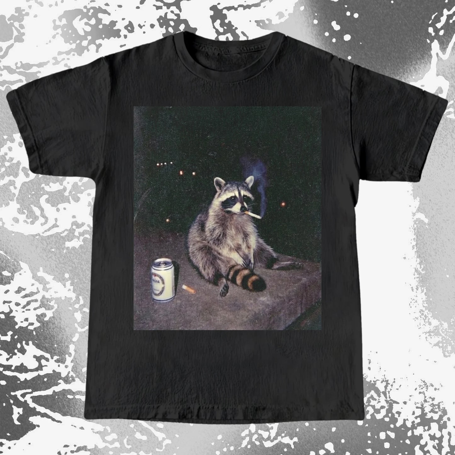 Raccoon Smoking T-Shirt, Late Night Loneliness Aesthetic, Dark Humor Animal Art