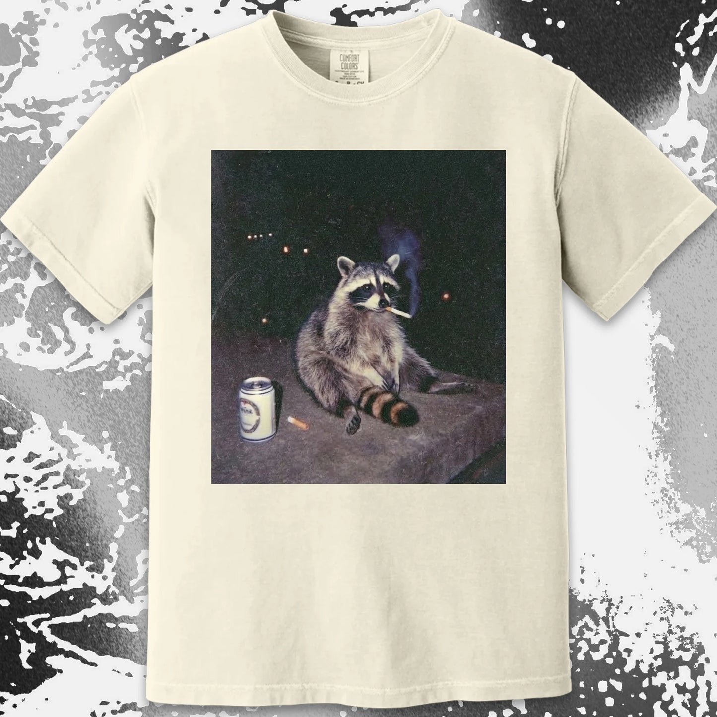 Raccoon Smoking T-Shirt, Late Night Loneliness Aesthetic, Dark Humor Animal Art