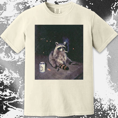Raccoon Smoking T-Shirt, Late Night Loneliness Aesthetic, Dark Humor Animal Art