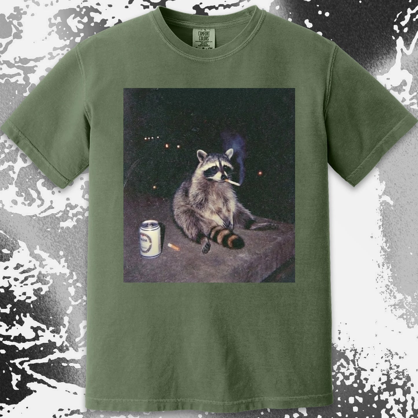 Raccoon Smoking T-Shirt, Late Night Loneliness Aesthetic, Dark Humor Animal Art