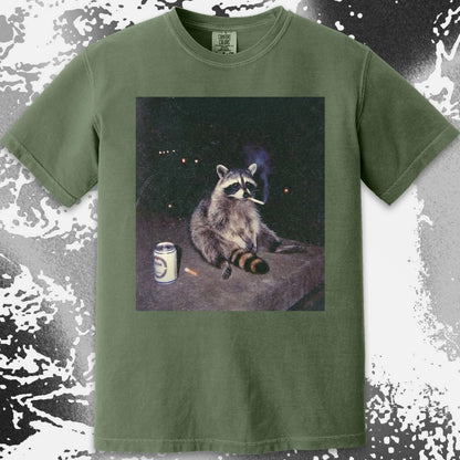 Raccoon Smoking T-Shirt, Late Night Loneliness Aesthetic, Dark Humor Animal Art