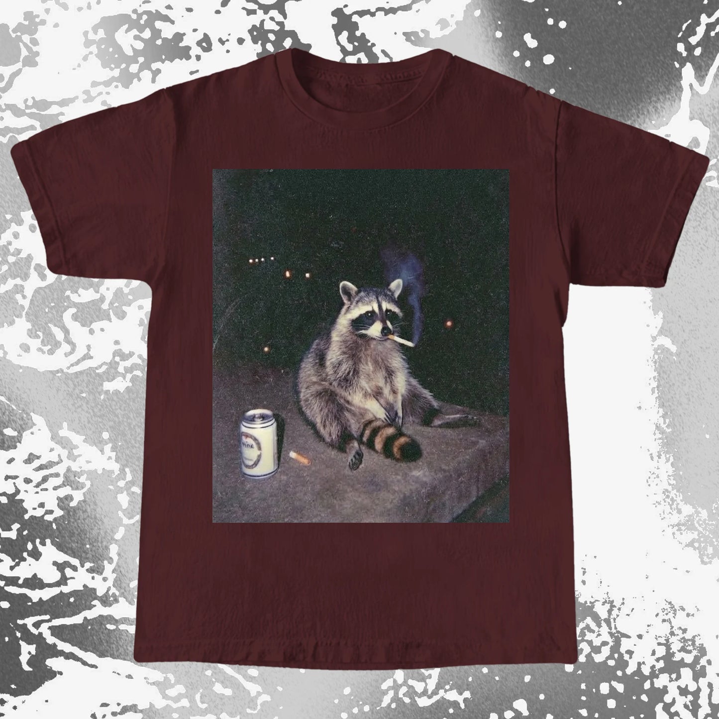 Raccoon Smoking T-Shirt, Late Night Loneliness Aesthetic, Dark Humor Animal Art