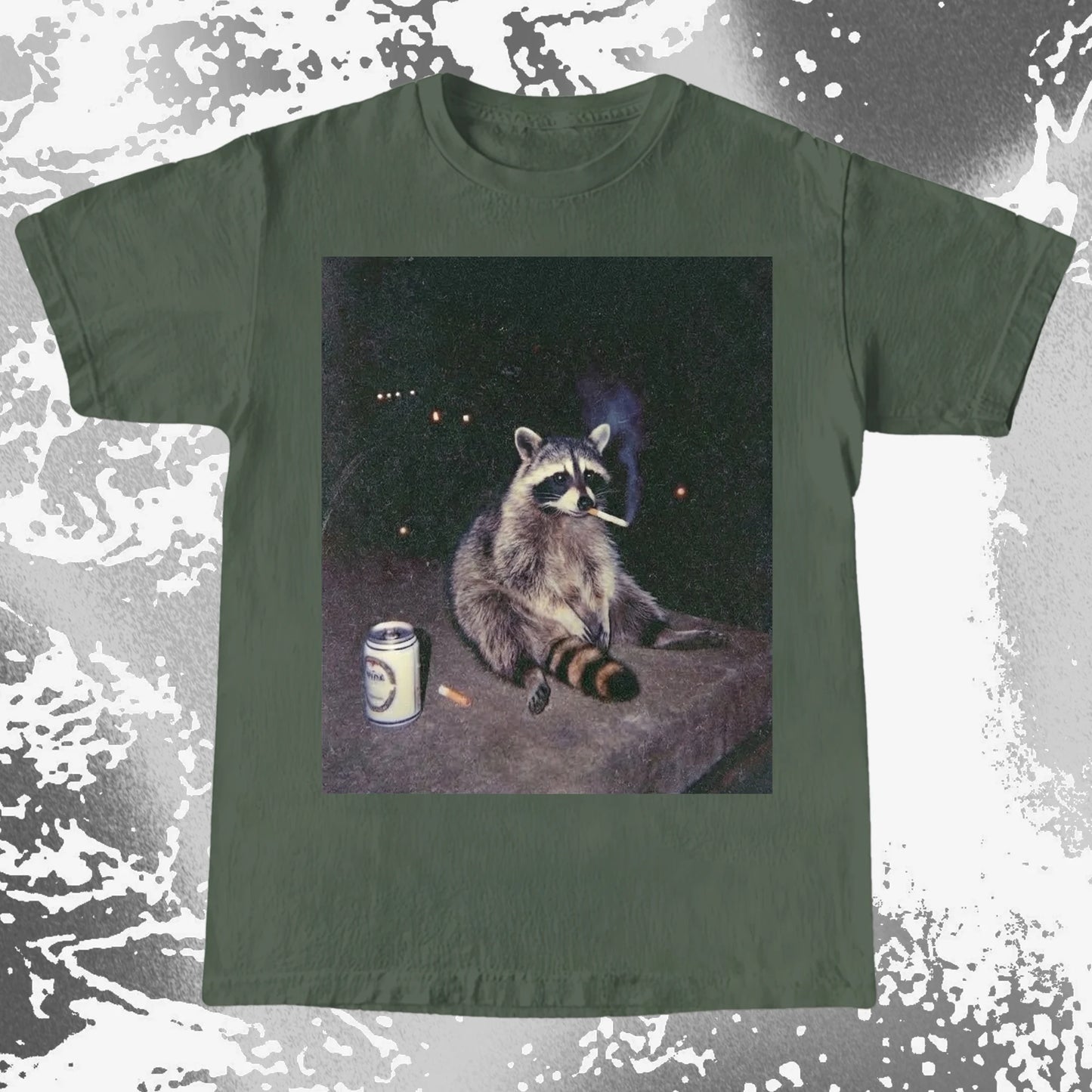 Raccoon Smoking T-Shirt, Late Night Loneliness Aesthetic, Dark Humor Animal Art