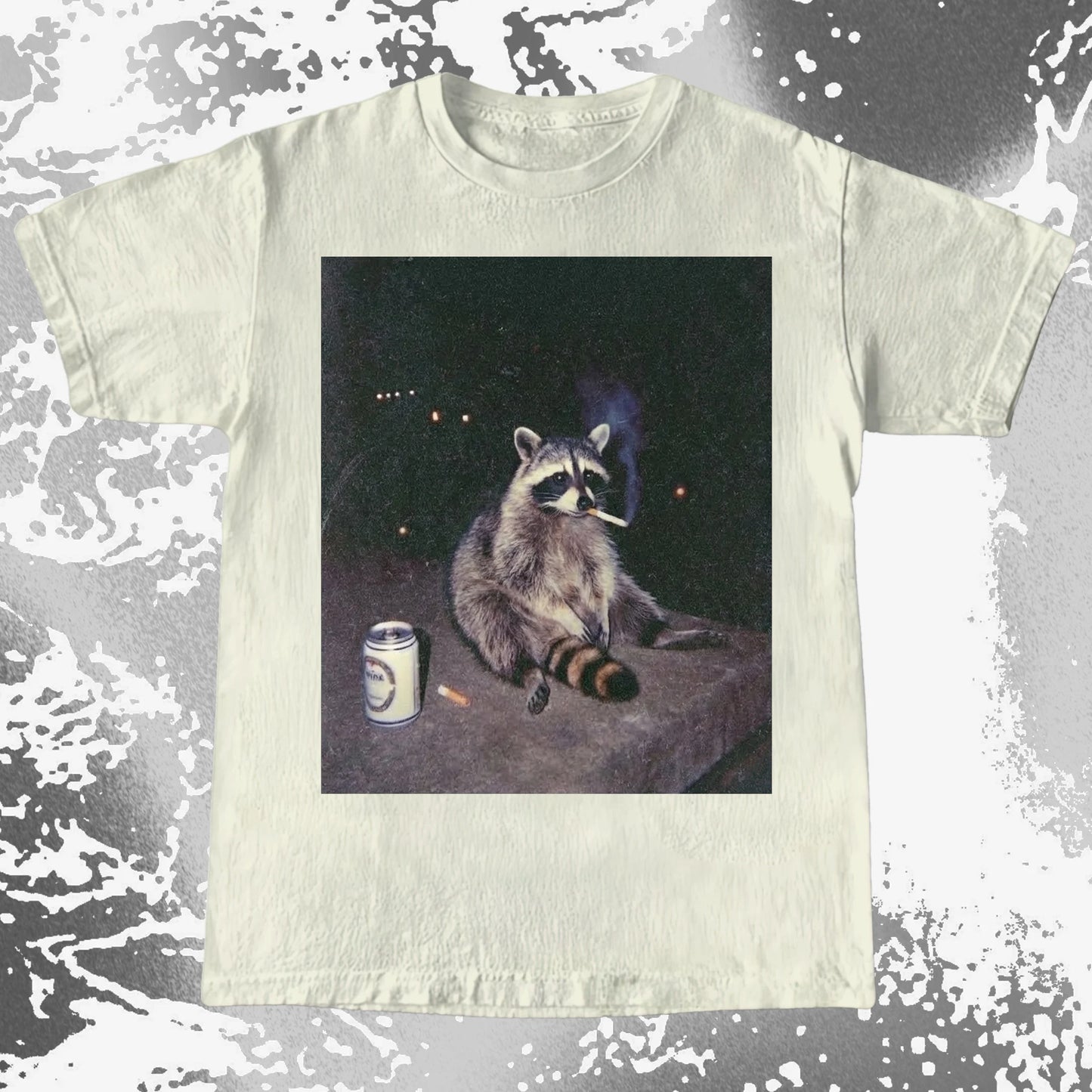 Raccoon Smoking T-Shirt, Late Night Loneliness Aesthetic, Dark Humor Animal Art