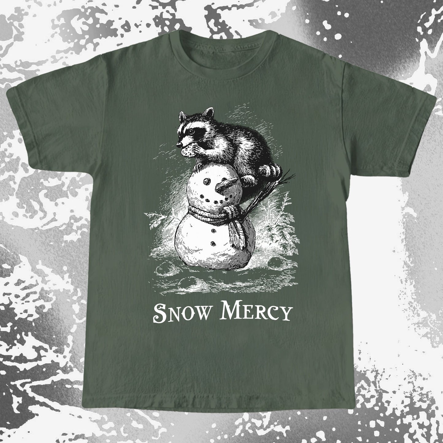 Snow Mercy Raccoon Snowman Shirt