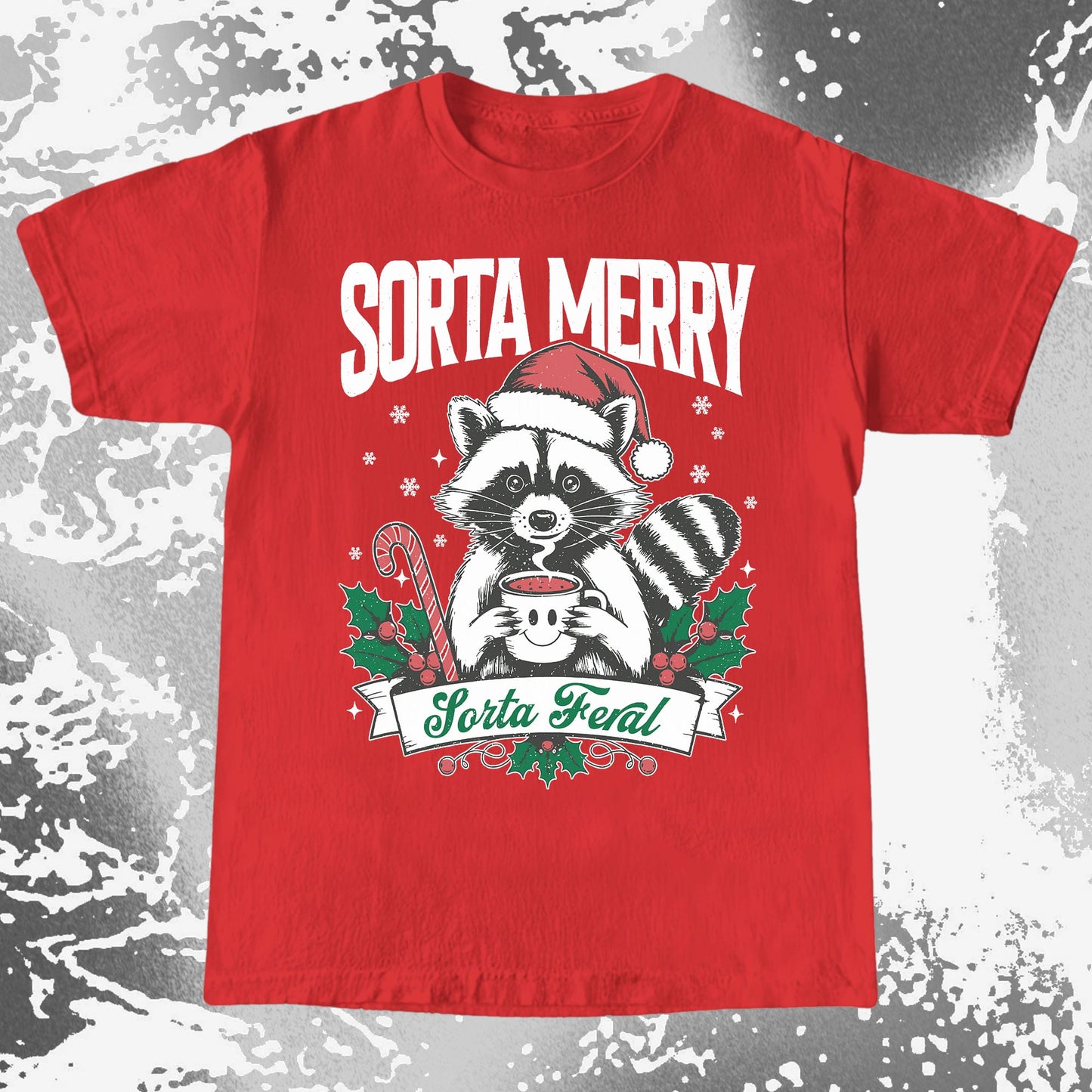 Sorta Merry Sorta Feral Raccoon Christmas