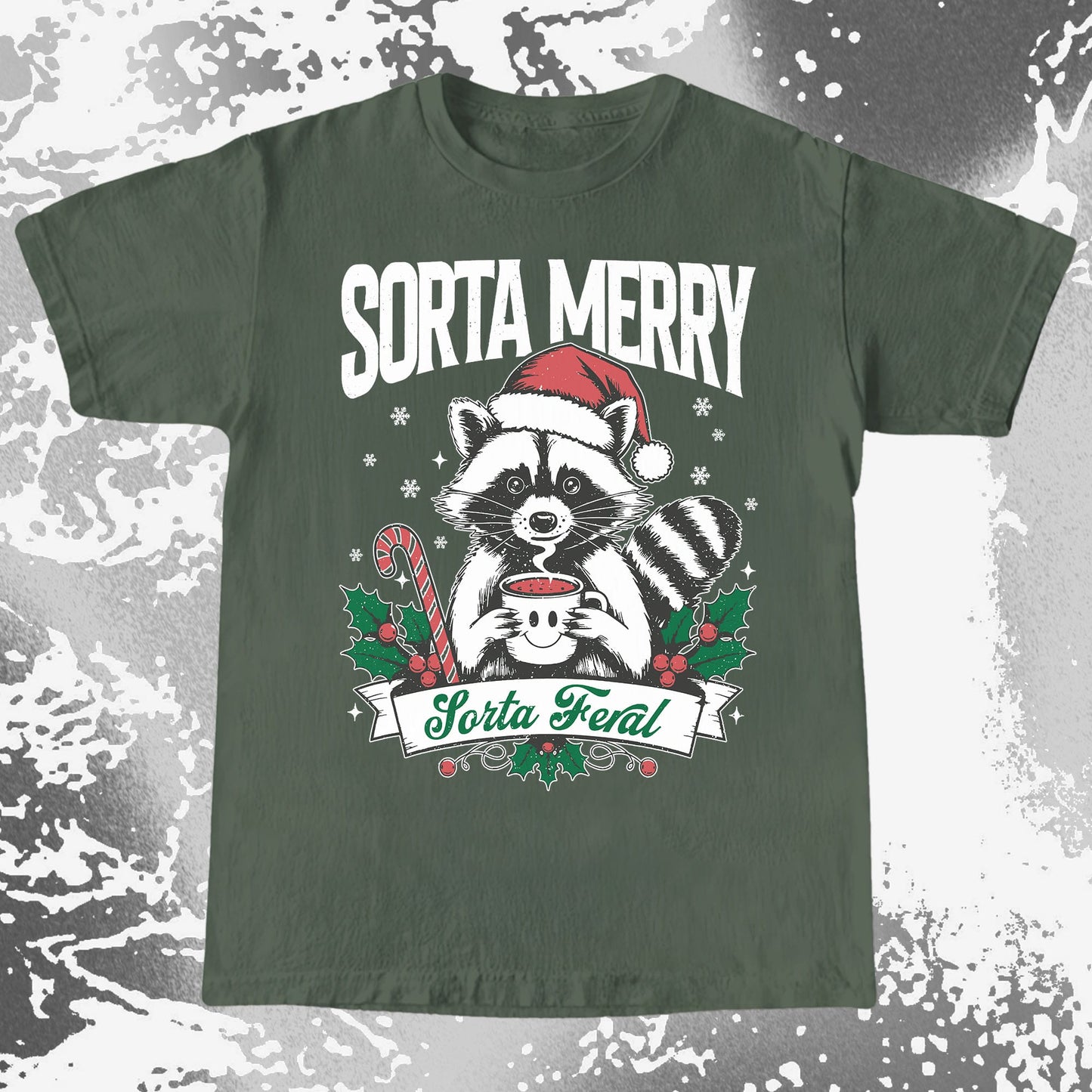 Sorta Merry Sorta Feral Raccoon Christmas