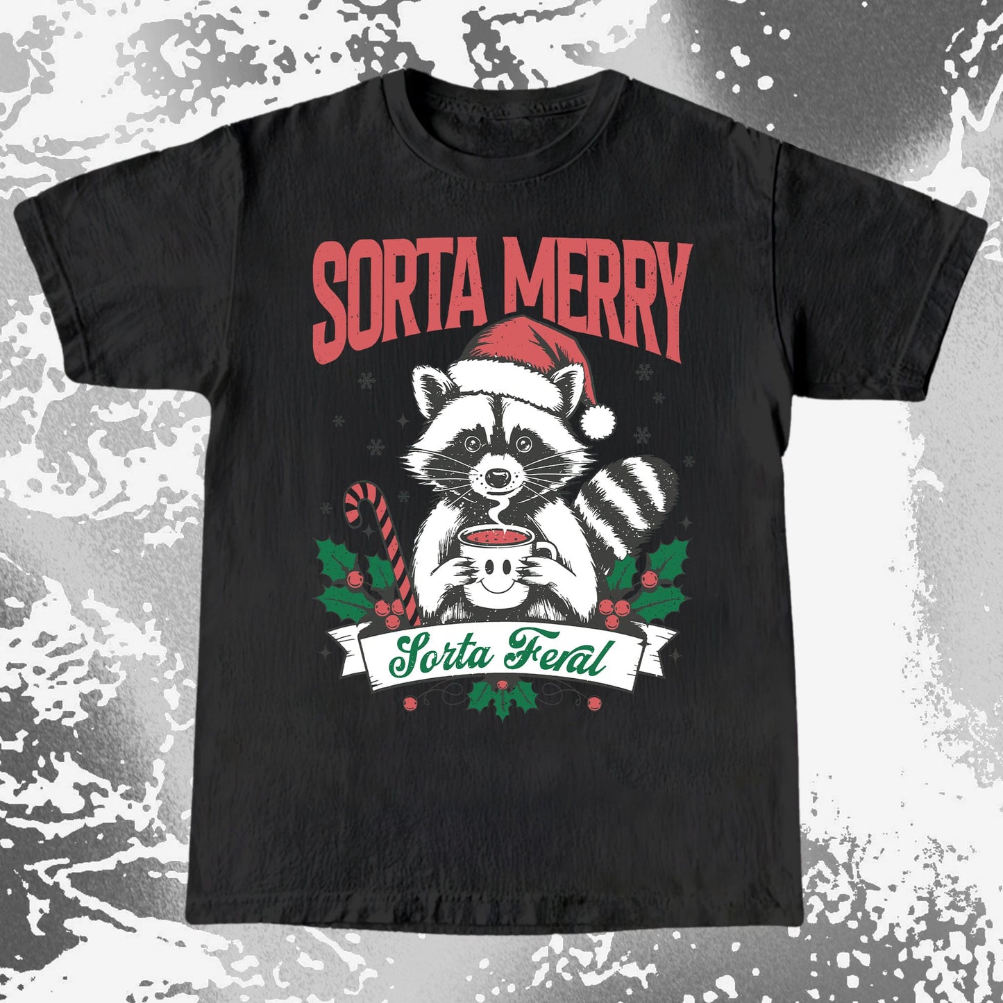 Sorta Merry Sorta Feral Raccoon Christmas