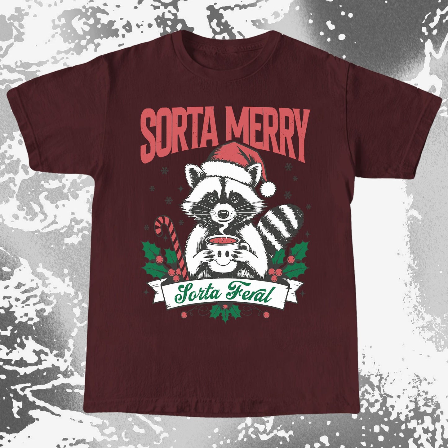 Sorta Merry Sorta Feral Raccoon Christmas