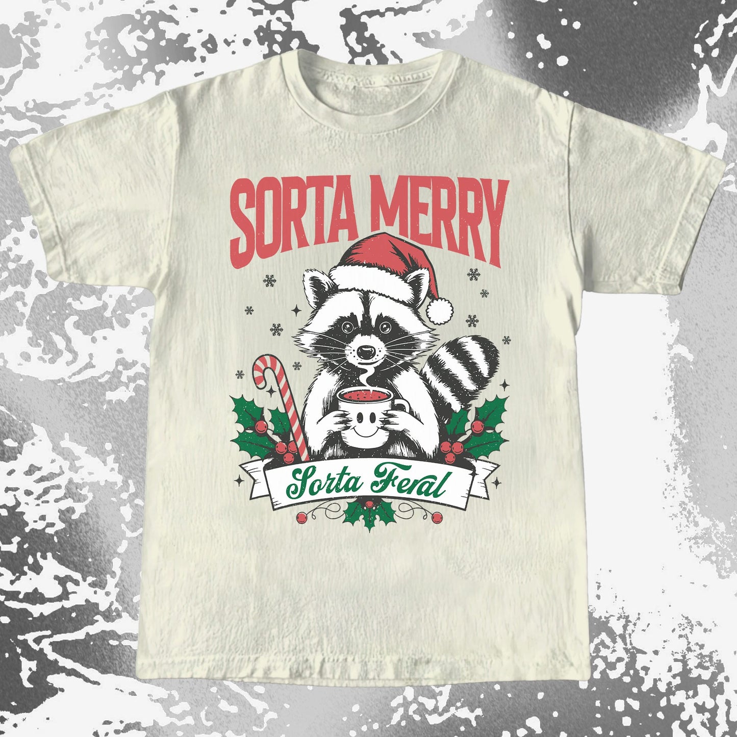 Sorta Merry Sorta Feral Raccoon Christmas