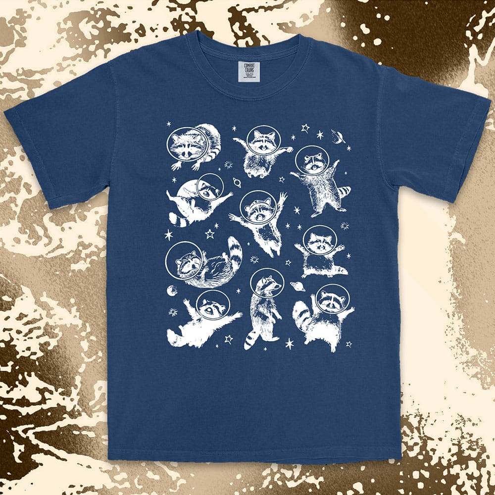 space raccoon astronaut shirt galaxy trash panda sci fi cosmic tee