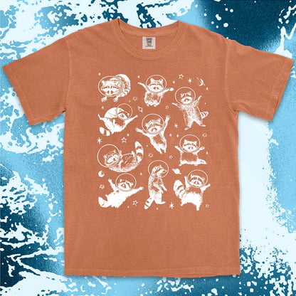 space raccoon astronaut shirt galaxy trash panda sci fi cosmic tee