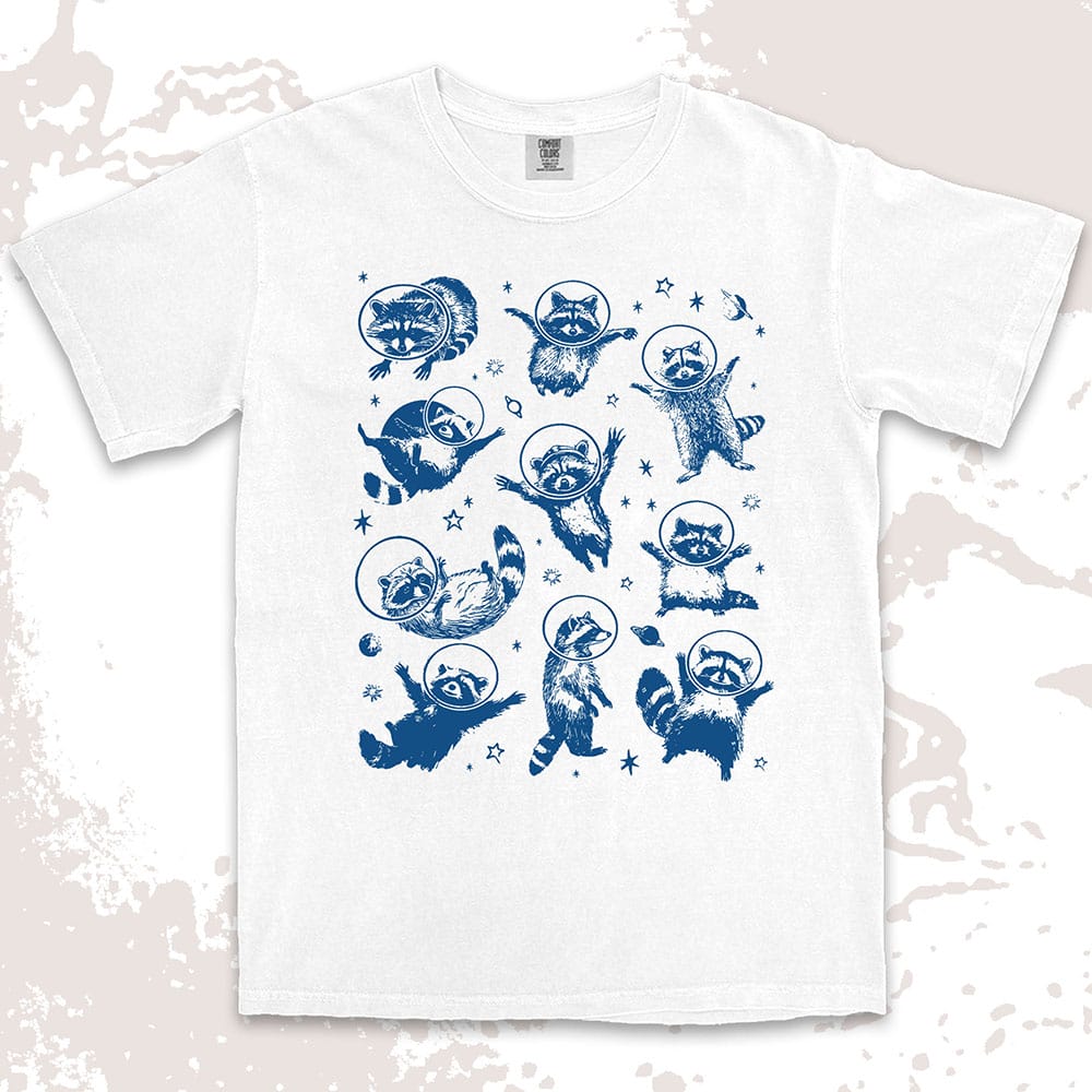 space raccoon astronaut shirt galaxy trash panda sci fi cosmic tee