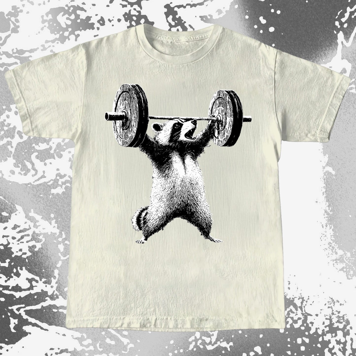 Raccoon Lifting Weights Funny Gym Shirt