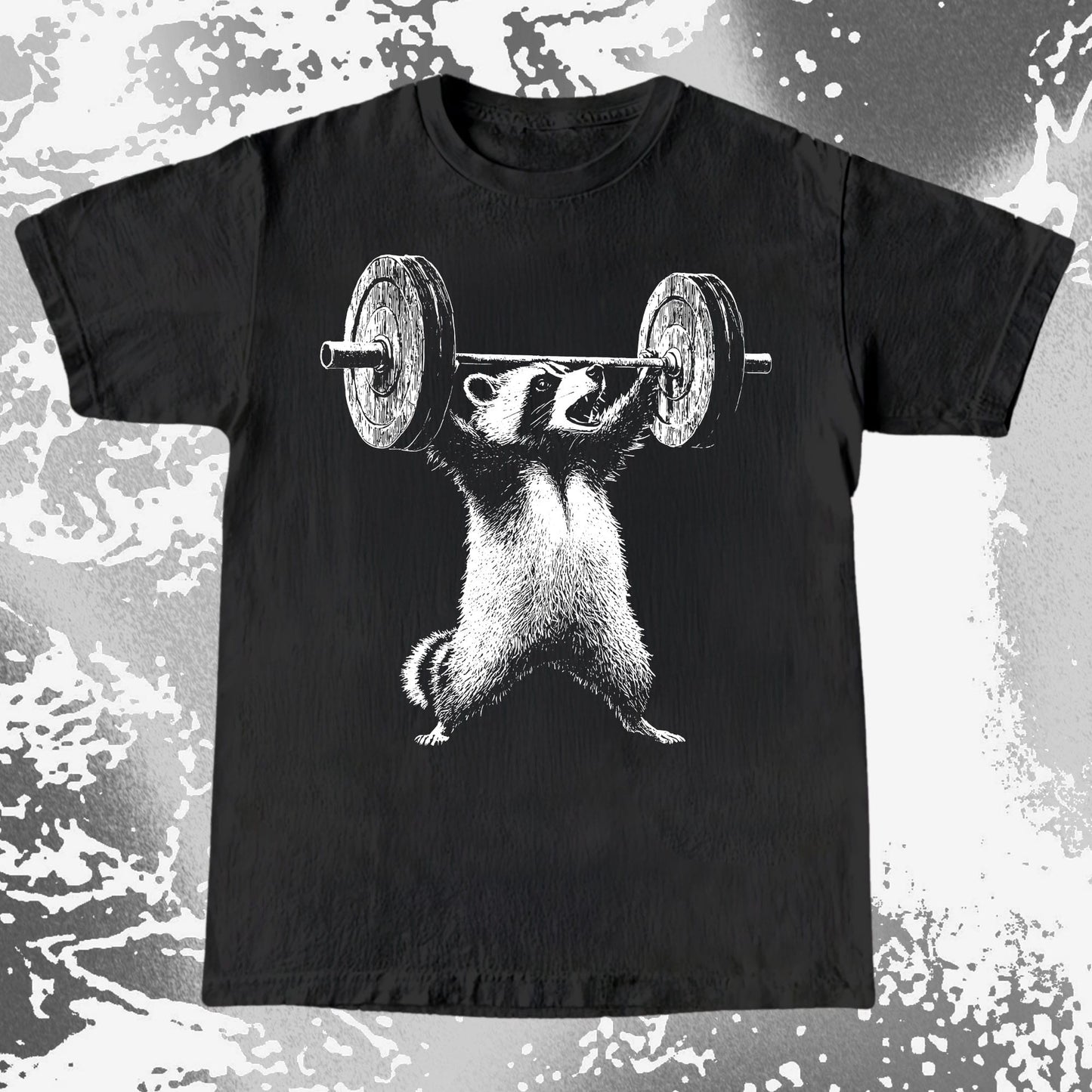 Raccoon Lifting Weights Funny Gym Shirt