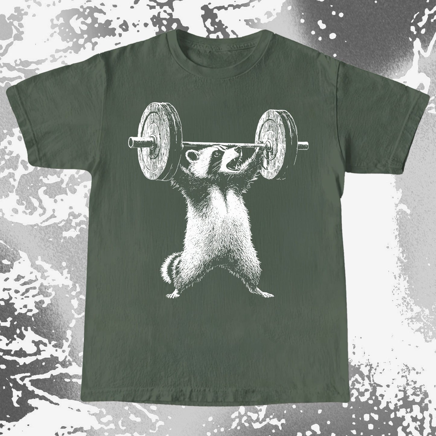 Raccoon Lifting Weights Funny Gym Shirt