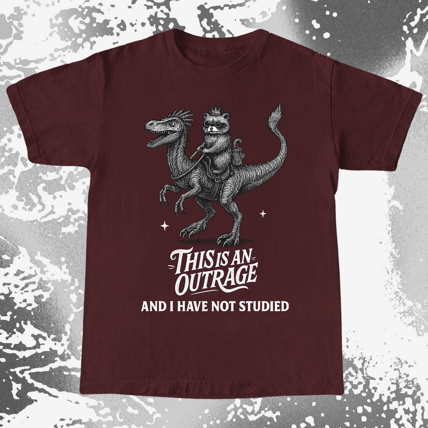 Outrage Raccoon Riding Dinosaur Funny Study