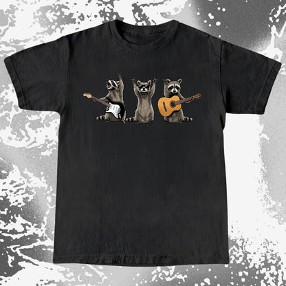 Funny Raccoon Band Playing Guitars Shirt