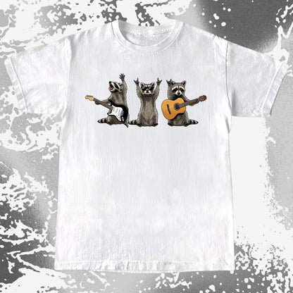 Funny Raccoon Band Playing Guitars Shirt