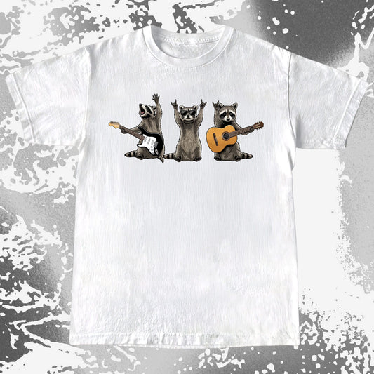 Funny Raccoon Band Playing Guitars Shirt