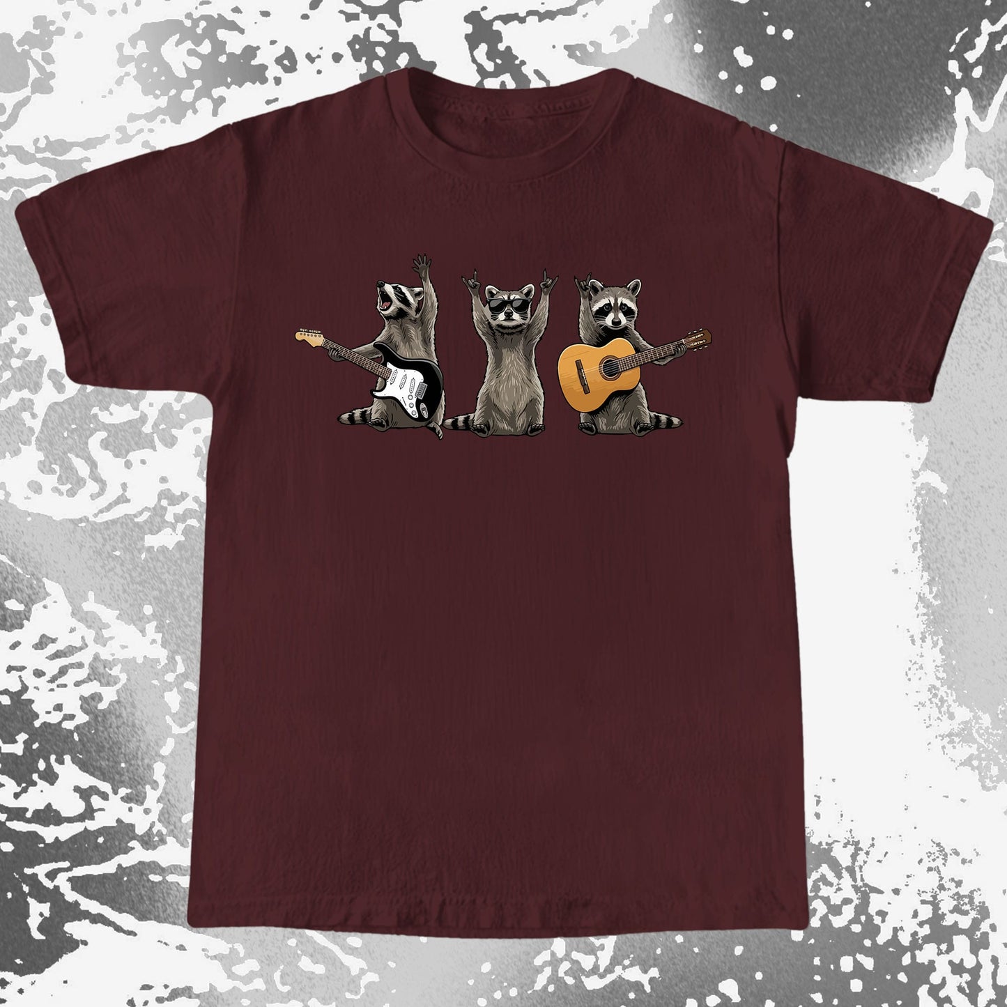 Funny Raccoon Band Playing Guitars Shirt