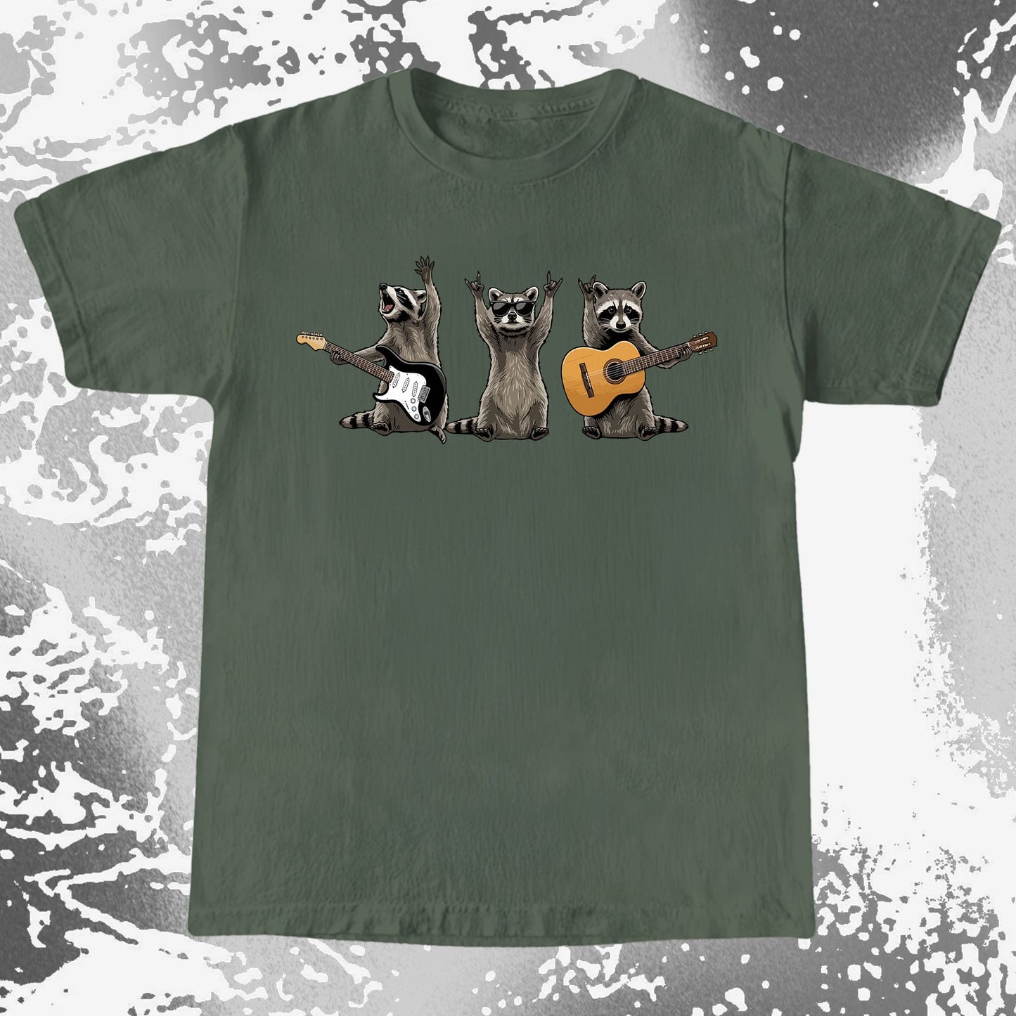 Funny Raccoon Band Playing Guitars Shirt