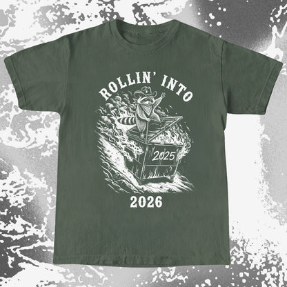 Rollin’ Into 2026 Raccoon Dumpster Fire Shirt