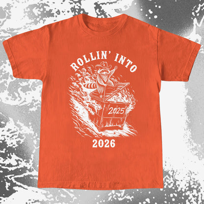 Rollin’ Into 2026 Raccoon Dumpster Fire Shirt